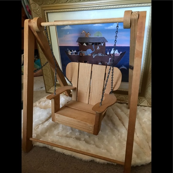 Rare Vintage 1980’s Amish Solid Wood Doll Swing - Picture 4 of 7